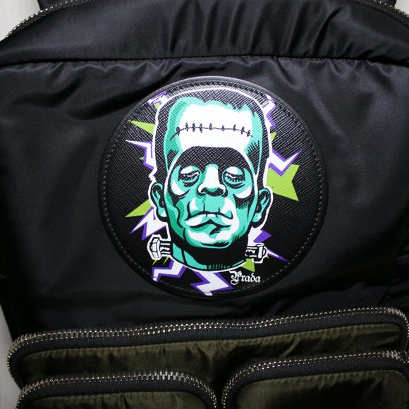 PRADA BACKPACK BUMBAGS FRANKENSTEIN FABRIC BLACK GREEN main image 4